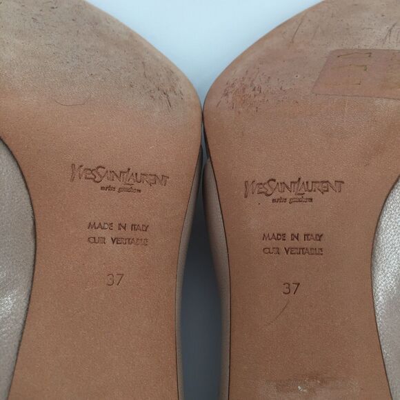 Tom Ford for Yves Saint Laurent Dali Lip Open Toe High Heels 37 Beige Tan Purple - Picture 6 of 8